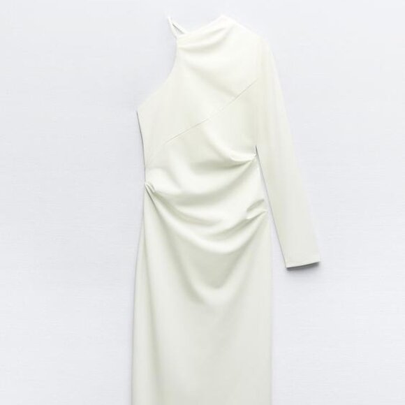 Zara Ecru Asymmetrical Choker Dress NWT - Picture 4 of 11